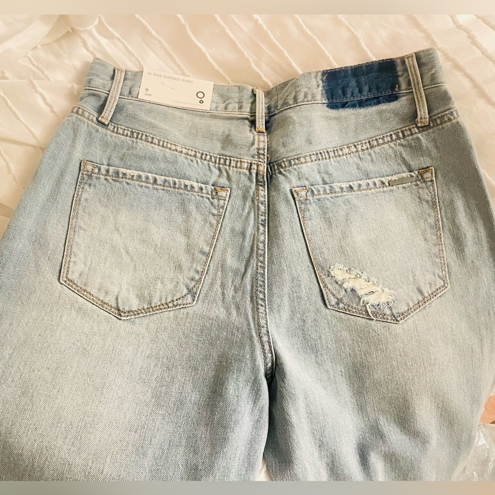 Light Blue Jeans with Distressed Detailing, hi-rise tapered jeans - Picture 2 of 4